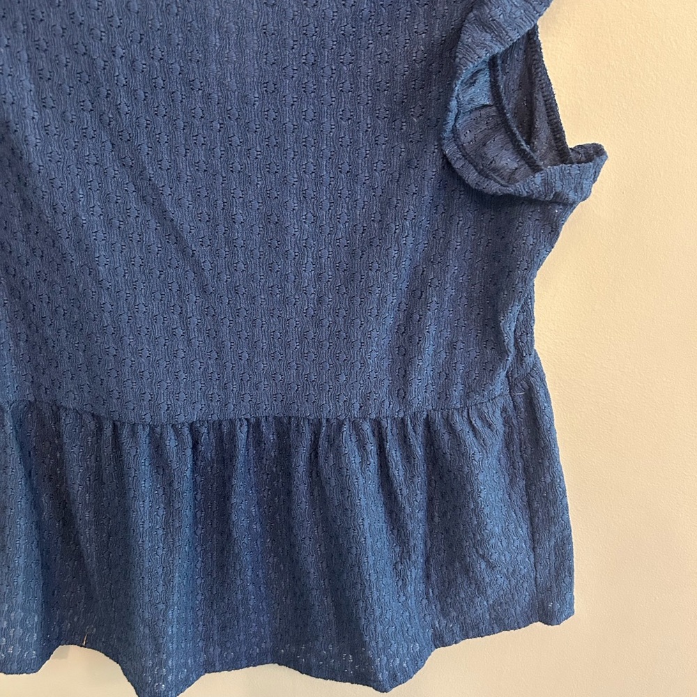 NWT Steve Madden Y2K blue Steve Textured Cap Sleeve Top tassel ties size M - Picture 10 of 11